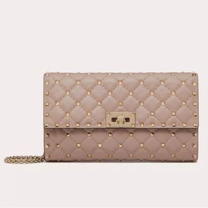 Valentino Rockstud Spike Napa Leather Crossbody Clutch Bag